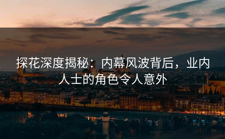 探花深度揭秘：内幕风波背后，业内人士的角色令人意外