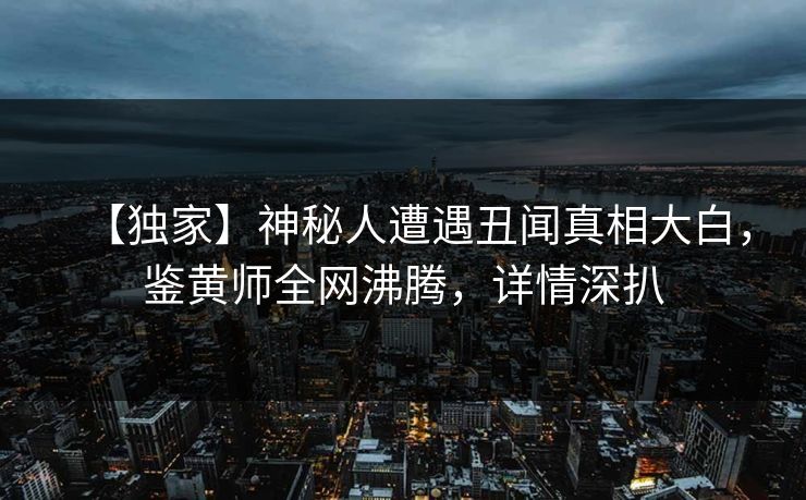 【独家】神秘人遭遇丑闻真相大白，鉴黄师全网沸腾，详情深扒