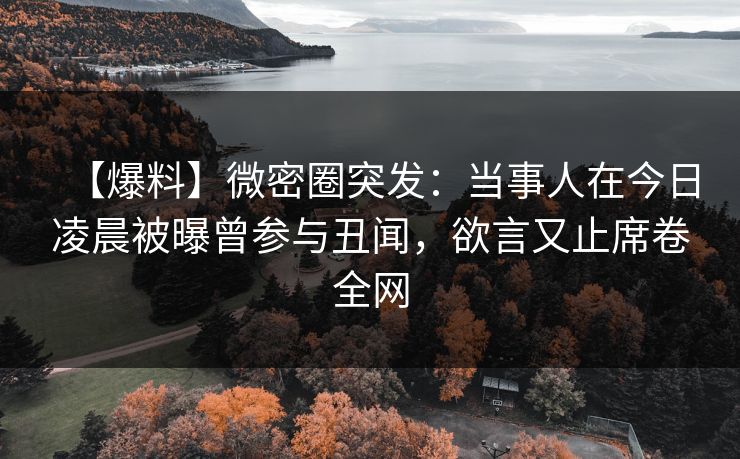 【爆料】微密圈突发：当事人在今日凌晨被曝曾参与丑闻，欲言又止席卷全网