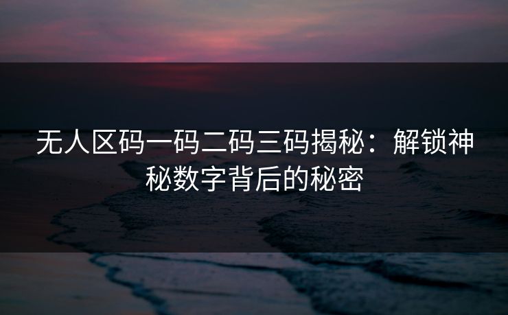 无人区码一码二码三码揭秘：解锁神秘数字背后的秘密