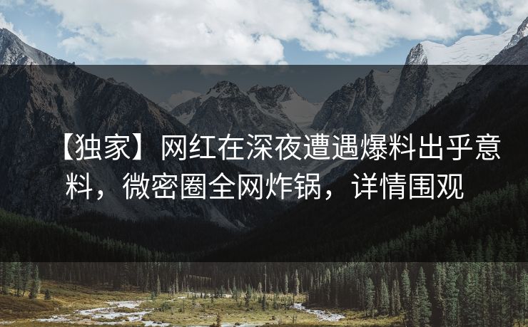 【独家】网红在深夜遭遇爆料出乎意料，微密圈全网炸锅，详情围观