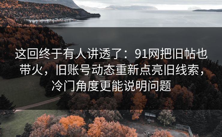 这回终于有人讲透了：91网把旧帖也带火，旧账号动态重新点亮旧线索，冷门角度更能说明问题